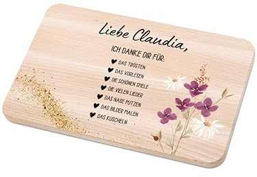 Bärenfreunde - Individuelles Holzbrett mit hochwertigem Spezial-Druck für Erzieherin - Personalisiertes Frühstücksbrettchen - Motiv-Brettchen mit Namen für Abschied Kindergarten (Erzieherin)