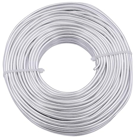 Uxney Filo metallico per gioielli, filo di alluminio 2mm - Per lavori manuali, creazione di gioielli, fai da te e artigianato in metallo (bianco argento, 30 metri)