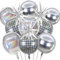 Disco Party Luftballons Deko Silber - 12 Stück Disco Ballons 22 Zoll Silber 4D Ballon holografischer Disco Ballon Explosion Stern Folienballons für 70er 80er 90er Disco Fever Party für Jungen Mädchen