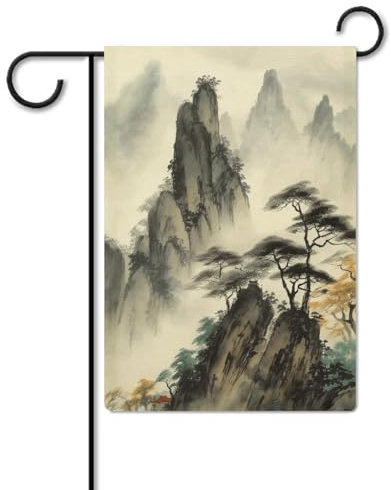 Drapeaux de cour, peinture de paysage chinois, drapeaux festifs, drapeaux de jardin pour l'extérieur, drapeaux de jardin de vacances, joli drapeau de ferme de campagne
