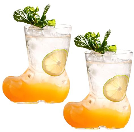 MISNODE 2 PCS Shoe Shaped Cocktail Glass, Boot Shot Glasses Cowboy Boot Shot Glasses, Whiskey Glasses Entertainment Funny Shot Glasses, Drinking Glassware for Party Decoration