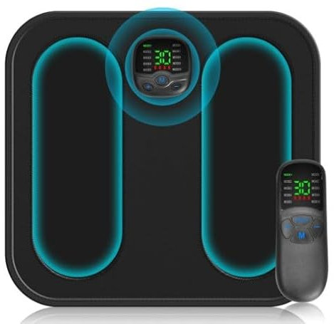 Masajeador de Pies Eléctrico,EMS para Masaje,Masajeador Plantar Eléctrico Plegable y Portátil,10 modos y 30 intensidades,para Circulación Sanguínea y Alivio del Dolor Muscular