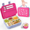 Lehoo Castle Fiambrera Infantil y Antigoteo para Niños, 1250ml - Fiambrera Chica Bento Box con Tenedor, Cuchara, 5 Compartimentos y Salsero (Mariposa)