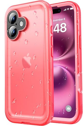 SPORTLINK for iPhone 16 Waterproof Case - Shockproof Heavy Duty Front and Back Cover [Built in Screen/Camera Protector] 360 Full Body Protective [Dustproof][IP68 Underwater] Military Bumper-6.1 Pink