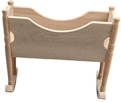 JOINPAYA Miniatur Holz Babybett Puppenhaus Möbel Kinderbett Modell Kleine Babypuppe Bett Zubehör Dekoratives Mini Kinderzimmer Schlafzimmer Spielzeug Geschenk Für DIY Liebhaber
