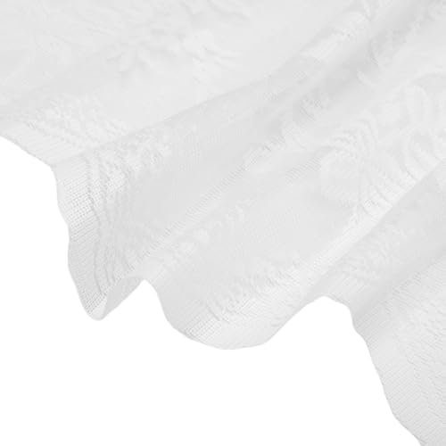 CAPASTEC Cortinas De Cocina Cortina De Cocina Corta con Ojales Cortinas De Red con Estampado Floral para Ventanas De Baño Decoración De Cuarto De Lavado 140X45cm Blanco