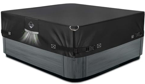 1000N Reißfestigkeit Whirlpool-Abdeckung, 185,4 x 185,4 cm, passend für 183,9 x 185,4 cm, passend für 183,9 x 185,4 cm, Ersatz für Whirlpool-Abdeckungen, Schwarz