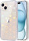 Riccase for iPhone 14 Case, Clear Cute Glitter Holographic Heart Phone Case for Girls Women, Anti-Yellow Protective Hard PC Cover Soft Silicone Frame for iPhone 14, Rainbow Heart