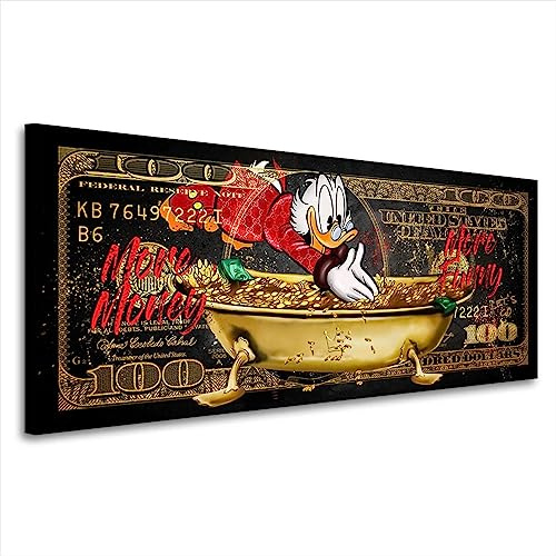 Kunstgestalten24 Dagobert Motivations Dollar Bild More Money Pop Art Style Leinwandbild | Kunstdruck | Wanddeko | Street Art | Gemälde | Comic Bilder | Wandbild Leinwand