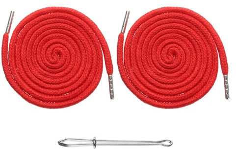 QUARKZMAN 2pz Cordoni con Coulisse 130 cm Sostituzione Cordone per Cappuccio Strumento di Cucito con Infila-Ago Facile per Felpe Pantaloni da Ginnastica Giacche Pantaloni Cappello, Rosso