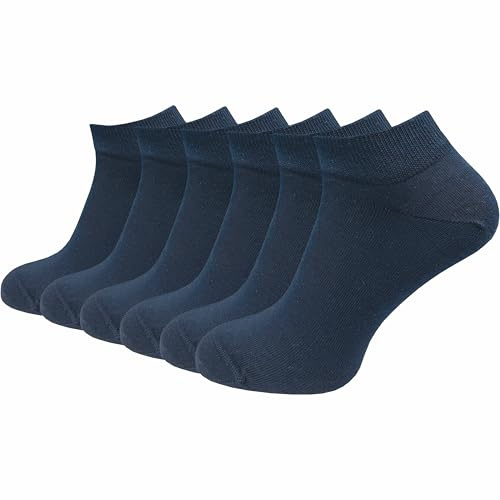 GAWILO Calcetines deportivos para hombre de 100% algodón puro (6 pares | 10 pares) | calcetines cortos y delgados | sin costuras apretadas sobre los dedos de los pies, Azul | 6 Pares, 43-46