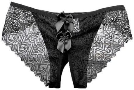 Höschen Ouvert Damen Sexy Erotik Spitze String Tanga Transparente Unterhose Große Größen Schleife Slips Erotische Brazilian Hipster Hollow Out Unterwäsche Atmungsaktiv Tangaslip Elastisch Schwarz