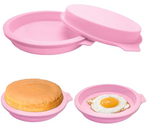 4PCS Air Fryer Egg Mould Set - Non-Stick Fried Egg Ring & Pancake Mould, 4-Inch Air Fryer Accessories for Muffins, Burgers & Sandwiches | Dishwasher Safe Kitchen Tools (Pink)