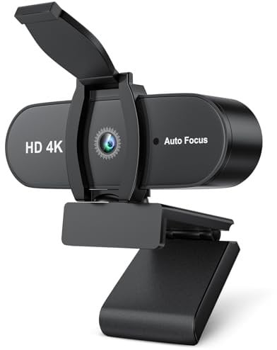 OFFCUP Webcam 4k, Camara Web PC con Microfono y Cubierta de Privacidad, 360°Ajustable Plug and Play USB HD Camara para PC Computadora Videoconferencias Gaming Conferencias