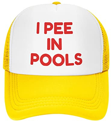 BGYFJYN Lustige Baseballkappe mit Aufschrift I Pee in Pools,I Pee in Public Pools, Trucker-Hut, Netzstoff, Cowboyhut, Herren, Papa, Kopfbedeckung, Sonnenhut, Schwarz