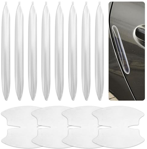 8 Stück Autotür Kantenschutz, 4 Stück Transparente Schutzfolien | Türkantenschutz Auto Gummi Türkantenschoner Aufkleber Auto Türkantenschutz für Autotüren Kantenschutz Autotür (Transparent)