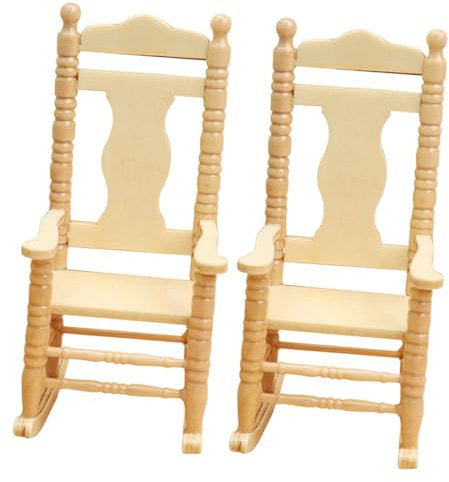BESPORTBLE 2Stücke Retro Holzstuhl Deko Möbel Handwerk Hausdekoration Naturholzfarbe