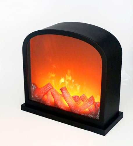 Simulated LED Fireplace Lantern USB & Battery Powered Flameless Light with Simulation Flame Table Decorative Lamp Mini Fireplace Ornament for Cozy Home Decor Free Standing Electric Log Burner