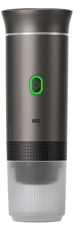 AMAZTECH Cafetera Portátil Espresso 3 en 1 – Compatible con Cápsulas Universal NS DG y Café Molido, Pantalla LCD, Recargable Inalámbrica, Compacta para Viajes, Camping y Hogar (Gris)