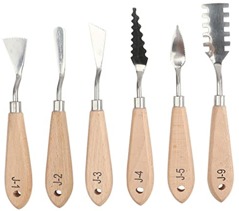 6pcs Professional Oil Painting Knives with Wooden Handle Set