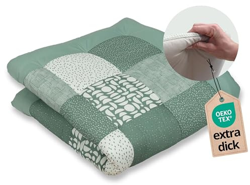 ULLENBOOM ® Krabbeldecke für Baby 120x120 cm, 100% OEKO-TEX Materialien, Made in EU, Dick & weich gepolstert, Grün - ideal als Babydecke & Spieldecke Baby