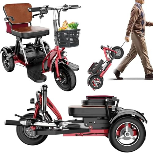 Genérico Triciclo Eléctrico para Adultos Plegable De 3 Ruedas con Asiento para Pasajero Autonomía Extendida De 45 Km Viene con Batería Cargador Y Cesta De Almacenami,001,The Second Type