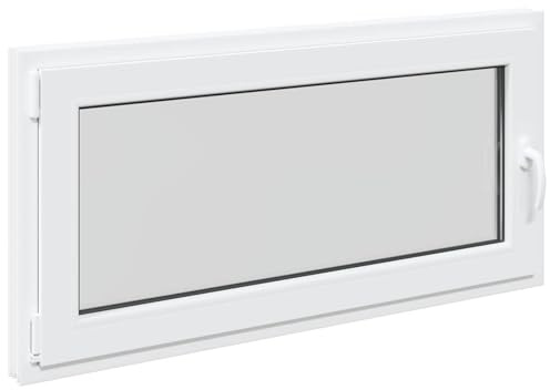 vidaXL Kellerfenster RISOR 120 x 60 cm PVC und Glas Weiß, Modernes Untergeschossfenster Design, Langlebige PVC-Glas-Konstruktion, Energieeffizient, Wärmedämmung, Schallisolierung, Drehbare Funktion