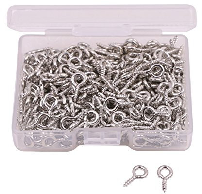 Shapenty 300PCS Mini Metal Hoop Peg Screw Eye Pin Hook for Arts & Crafts Projects, Cork Top Bottles, DIY Jewelry Making Findings, Charm Bead, 10 x 4.5mm, Metal
