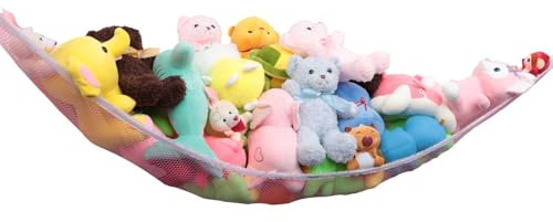 Powkoo Teddy Hammock Toy Storage for Stuffed Animals Soft Toy Storage Hanging Teddy Bear Storage Net Hammock Large Cuddly Toy Storage Kids Preppy Room Decor for Girls Bedroom Accessories (Pink)