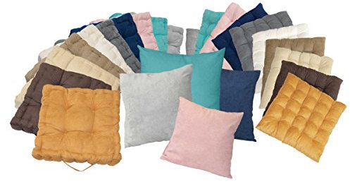 PremiumShop321 2er Pack Matratzenkissen Boxkissen Bodenkissen 42x42x8 in edler Wildleder Optik Alcatraz Stein