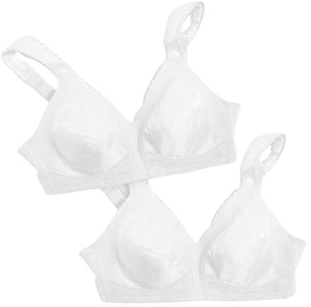 Playtex Damen 18 Stunden Original Comfort Strap Full Coverage Us4693, 2 Stück BH mit voller Abdeckung, weiß/weiß, 80C (2er Pack)