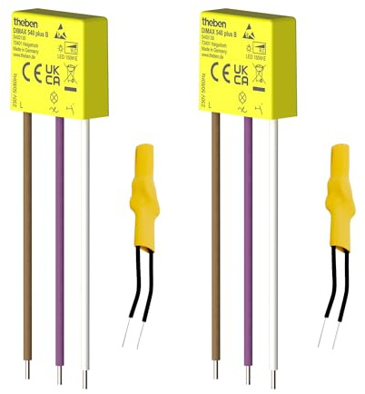 Theben Set 5400130 DIMAX 540 plus B Mini UP-Dimmer + LED-Kompensationsmodul | Je 1 x ultrakompakter UP-Dimmer (25,5 x 26,4 x 10,4 mm, ohne Neutralleiter, 100 m Kabellänge) und Kompensationsmodul 9070825