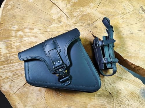 ORLETANOS EOS Blackline kompatibel mit Seitentasche Harley Davidson Sportster Leder schwarz Forty Eight Hugger Iron Lowrider XL HD Flaschenhalter Linke Seite