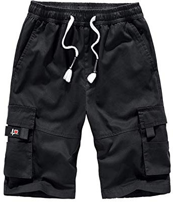APTRO Herren Kurze Hosen Cargo Shorts Outdoor Sommer Shorts Freizeit Baumwolle Arbeitsshorts Schwarz XXL