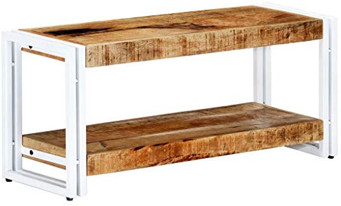 Festnight Meuble TV Armoire TV Industriel en Bois Massif de manguier 90 x 30 x 40 cm