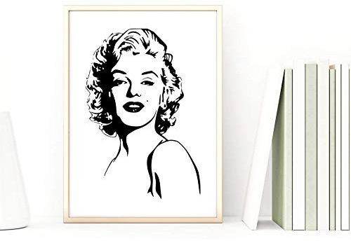 Din A4 Kunstdruck ungerahmt - Marilyn Monroe - Illustration Zeichnung Schwarz Pop Art modern Druck Poster Bild
