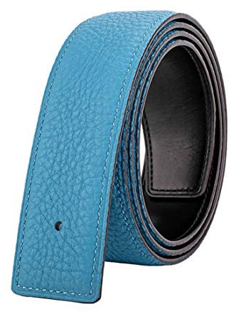 Vatee's Damen/Herren Echtleder-Ersatz-Gürtelriemen ohne Schnalle 38mm breit 120cm lang Hellblau