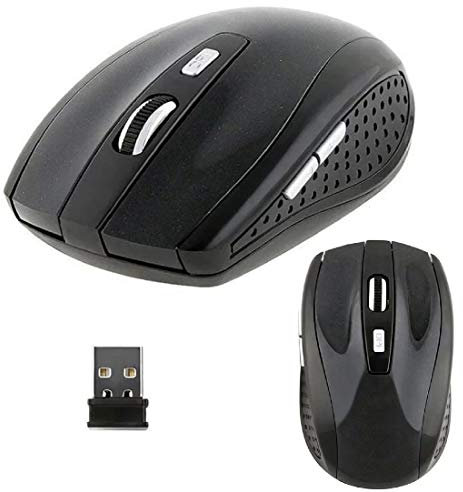 REALMAX® Wireless Mouse Ergonomic 2.4 GHZ Nano USB Receiver Cordless Optical Mice Scroll Wheel For Gaming Windows 10 Computer PC Laptop Mac Macbook Pro Chromebook Lenovo HP -Super Energy Saving-Black