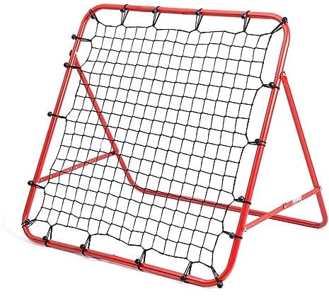 Amazing Tour Fußball-Rebounder aus Stahlrahmen Rot, 100 x 100 x 70 cm, ideal für Fußballtraining und andere Ballsportarten