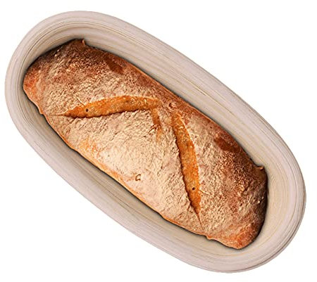 SANON Banneton Proofing Basket, 6 Oval Bread Proofing Basket, Natural Rattan Handmade Sourdough Proving Basket for Bread Dough Rising - 15.5 x 8cm