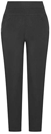 Kendindza Damen Thermo-Hose gefüttert mit Innen-Fleece Blickdicht (Schwarz | Muster: Spitze & Strasssteine, L)