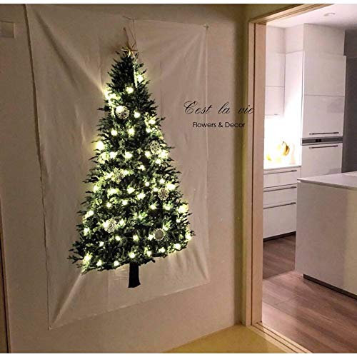 KUSO Weihnachtsbaum-Tapisserie mit LED-Stern-Licht Merry Christmas, Wandbehang, Kunst-Wandteppiche für Fotografie, Decke, Festival-Dekor (klein)