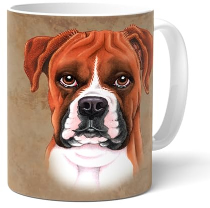 BOXER - Tasse mit passenden Spruch, Kaffeetasse mit Boxerhundzeichnung. Becher mit Hundemotiv. Gefäß mit Text. Tasse, Teetasse Kaffeebecher, Häferl mit Griff. Geschenk für alle Hunden Liebhaber.