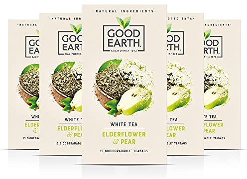 Good Earth Tea Co. White Tea Elderflower & Pear Loose Leaf Tea - 5 x 15 Teabags