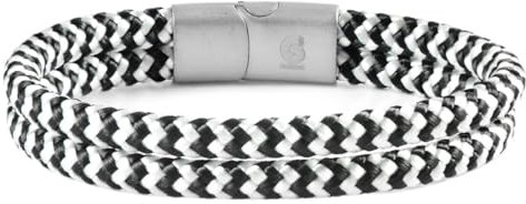 Segeltau Armband Geflochten Nautisch mit Magnetverschluss Seil Armbänder Maritim Surferarmband Galeara Noa (Noa weiß - navy, 215)