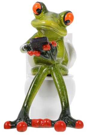 Garneck Frosch Figur Statue Nette Bleistift Halter Lustige Grün Frosch SMS Auf Wc Skulptur Geschenke für Fee Garten Büro Dekoration
