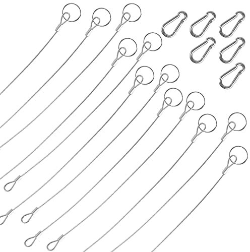 Iyowei 12 Stück Drahtseil Wire Ropes 2mm Edelstahlseil Spannseil Stahlseil mit Haken und Öse Seilspanngarnitur Bilder Aufhängen Seil Steel Cable zum Aufhängen von Lampen