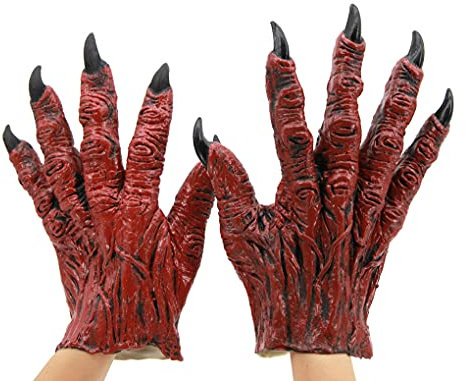 YJZQ Adults Halloween Latex Gloves With Nails Women's Men's Animal Devil Dhoul Gloves Hands Gloves for Halloween Cosplay Party Costume Accessory