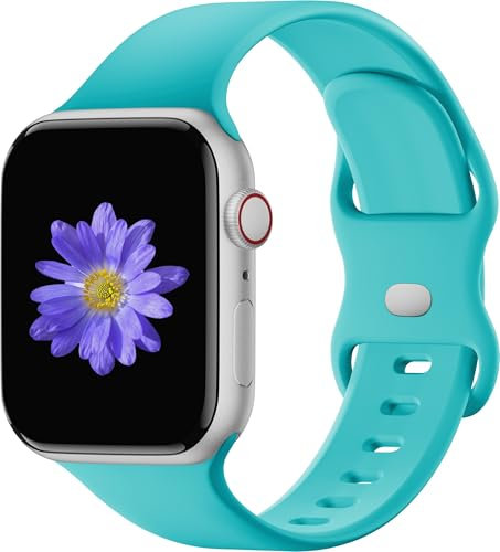 Cindgress Cinturino sportivo compatibile con Apple Watch da 46 mm, 45 mm, 44 mm, 42 mm, unisex, in morbido silicone, compatibile con iWatch serie SE 10, 9, 8, 7, 6, 5, 4, 3, 2, 1, S/M, foglia di tè