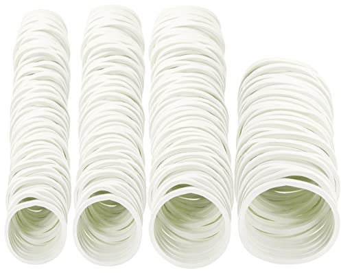 ONLYKXY 350pcs White Natural Rubber Bands,25mm/32mm/38mm/50mm Soft Elastic Bands Hair Ties for Hair Braids Hair Rubber Ring